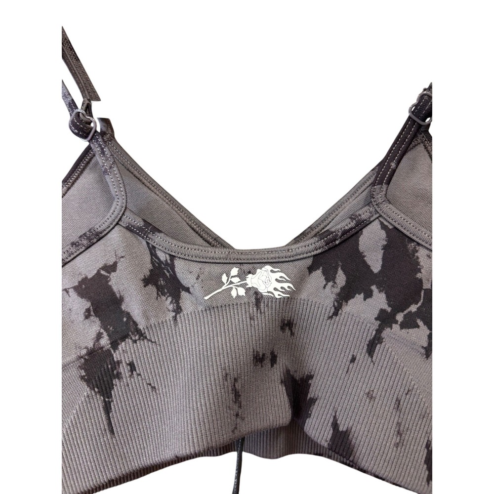 Civil‎ Regime Womens Grey Tie Dye Ribbed Seamless Sports Bra XS NWT Flaming Rose